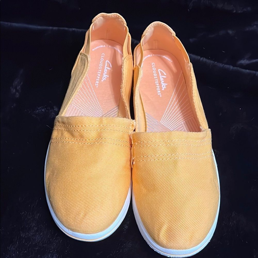Clarks Women's Yellow Canvas Slip-On Flats